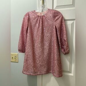 Girls Vineyard Vines Sequined Swing Dress in Rose Gold Pink Size Medium 10/12